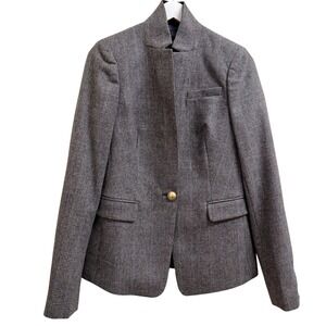 J.Crew Regent Blazer Glen Plaid Womens 8Tall Wool Blend Grey Blue Classic Staple